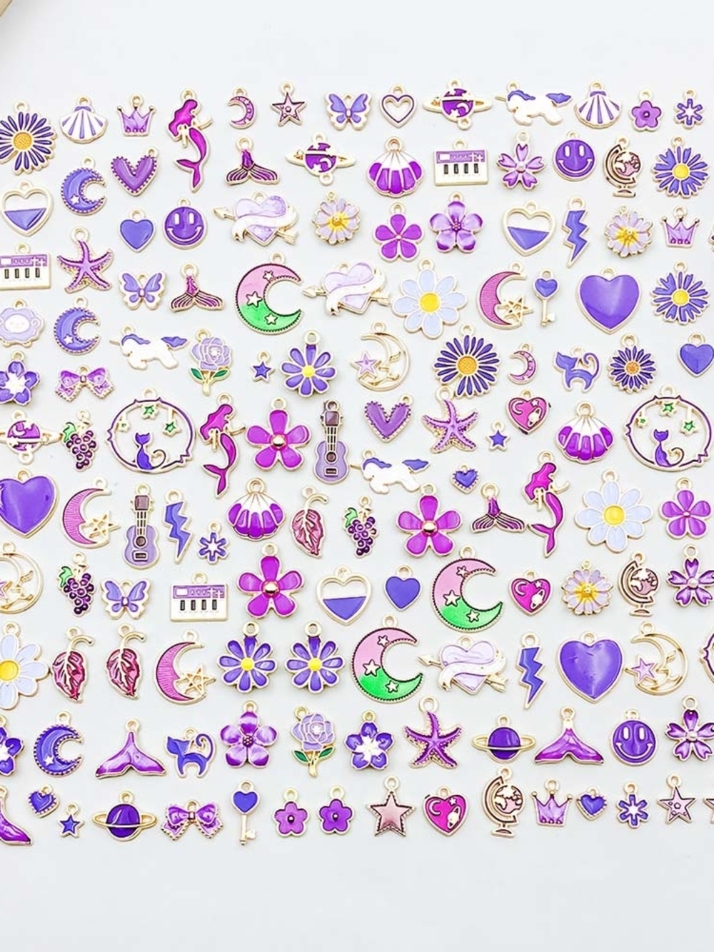 Random 100 Violet Drop Oil Alloy Pendant Pendant DIY Bracelet Necklace